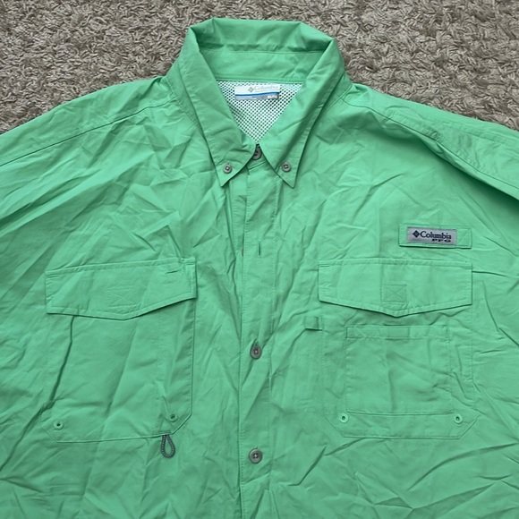 EUC Mens Columbia PFG Long Sleeve Lime Green Performance FishingGear Shirt Sz XL - Picture 2 of 8